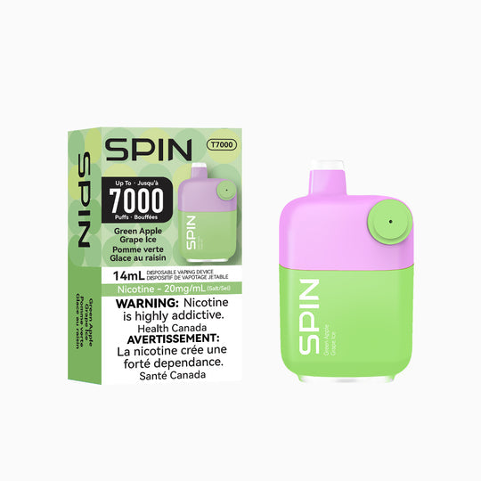 Spin T7000 Disposable Rechargeable Vape - Green Apple Grape Ice